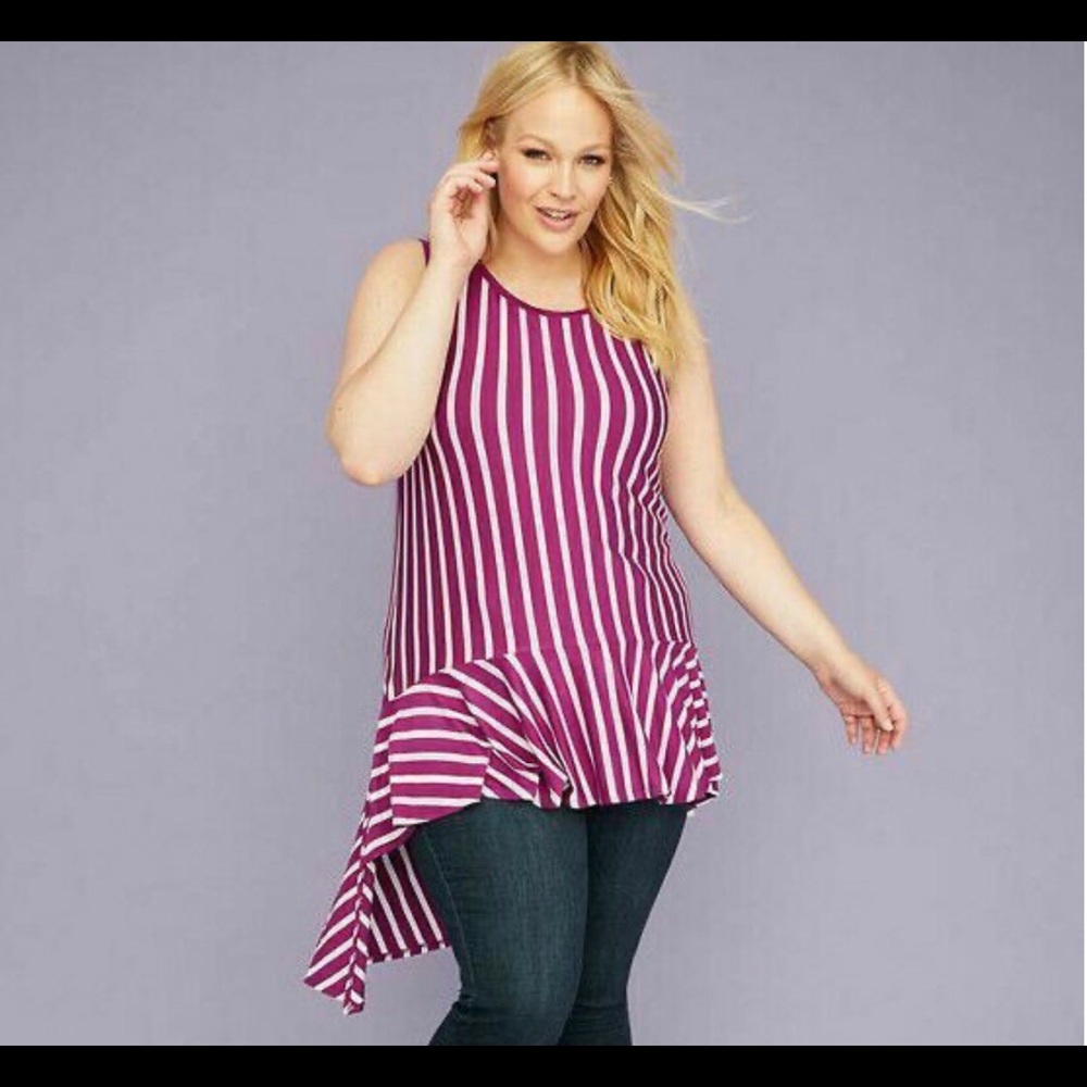 NWT Lane Bryant 14/16 striped asymmetrical top